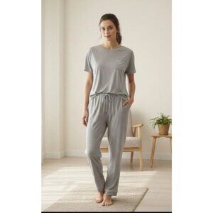 State of Day Modal Pajama Set Womens Large Gray Short Sleeve Lounge Sleepwear